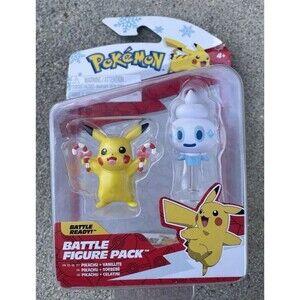 NEW Holiday 2023 Pokemon 2” Pikachu with Candy Canes Battle Figure Battle Ready!